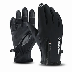 Waterproof Windproof Gloves Warm Fleece Touch Screen Gloves Non-Slip For Cycling Hiking Outdoor Sports Warm Gloves M/L(Black)