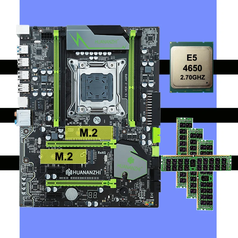 Компьютер DIY HUANANZHI X79 Pro Материнская плата с двумя слотами M.2 процессор Intel Xeon E5 4650 ram 32G (4*8G) регистровая и ecc-память Компьютер DIY HUANANZHI X79 Pro Материнская плата с двумя слотами M.2 процессор Intel Xeon E5 4650 ram 32G (4*8G) регистровая и ecc-память