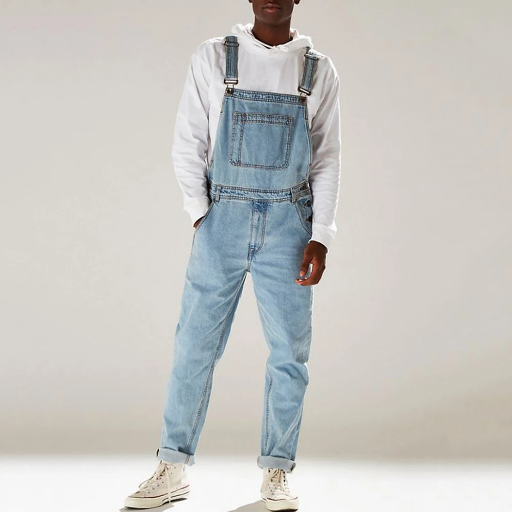 Men's Denim Bib Pants Washed Full Length Jeans Jumpsuits Hip Hop Straight Jean Overalls for Men Streetwear New Male Jumpsuit D25 Men's Denim Bib Pants Washed Full Length Jeans Jumpsuits Hip Hop Straight Jean Overalls for Men Streetwear New Male Jumpsuit D25