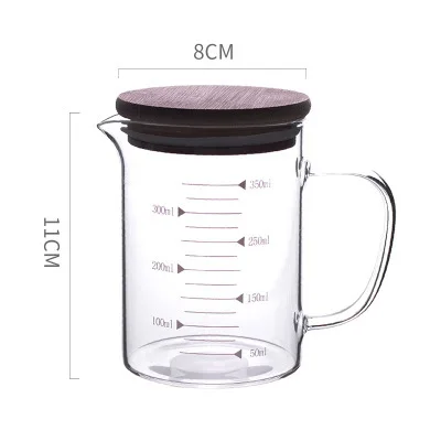 350ml pot with cover Пищевая боросиликатная стеклянная молочные чашки чайник кухонные принадлежности молочная мерная молочная прозрачная стеклянная чашка кухонные весы - Цвет: 350ml pot with cover