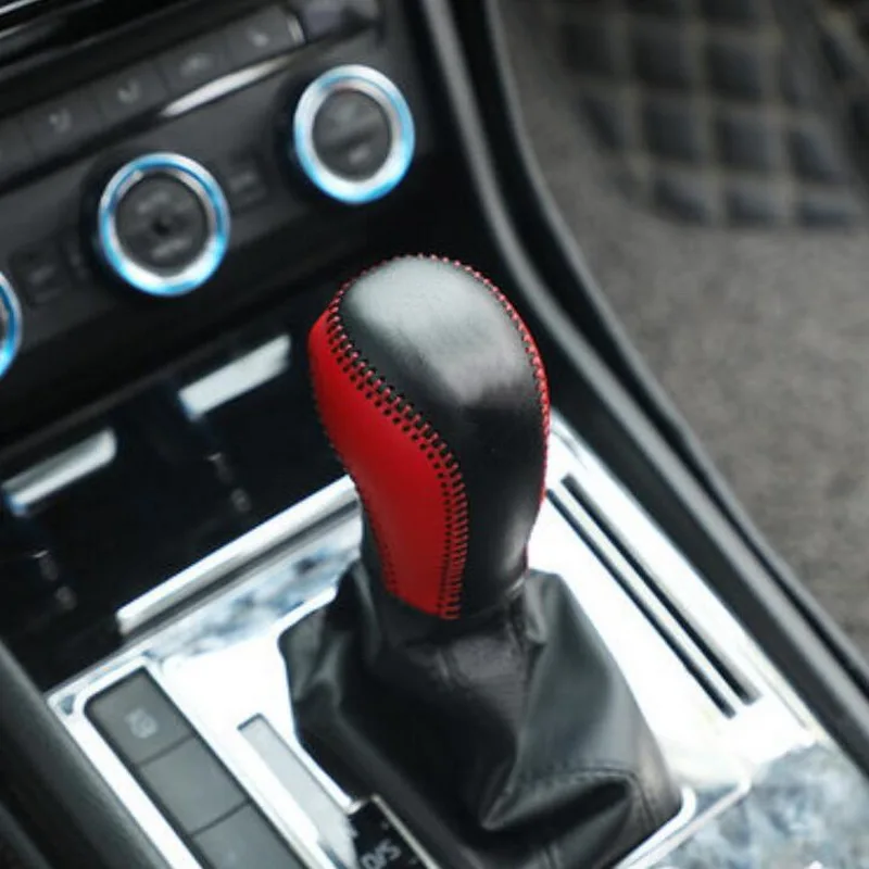 Tonlinker Внутренняя Шестерня/ручной тормоз чехол наклейка для SKODA OCTAVIA/RS/Superb-19 автомобильный Стайлинг 1 шт. кожаный чехол наклейка - Название цвета: red and black