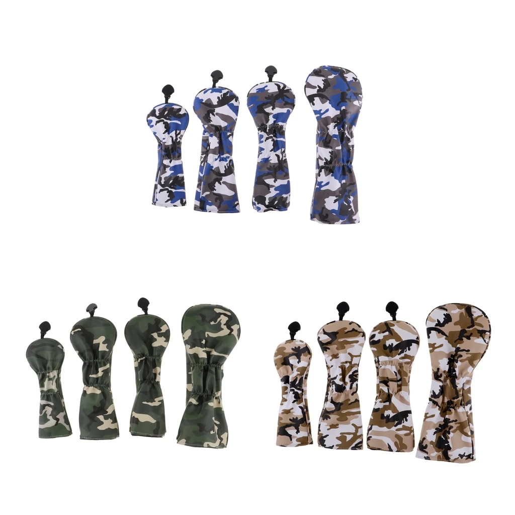 4Pcs Professional Golf Club Headcover 460cc Driver Wood Head Covers - 1, 3, 5, UT & Adjustable No. Tag (2, 3, 4, 5, 7, X)