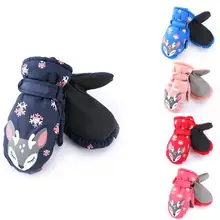 Новинка, зимние детские перчатки с рисунком снежинок и оленей, теплые ветрозащитные лыжные перчатки для холодной зимы