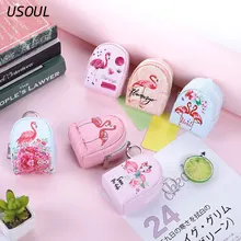 Милый женский короткий кошелек в Корейском стиле с изображением фламинго, модный милый кошелек из искусственной кожи на цепочке