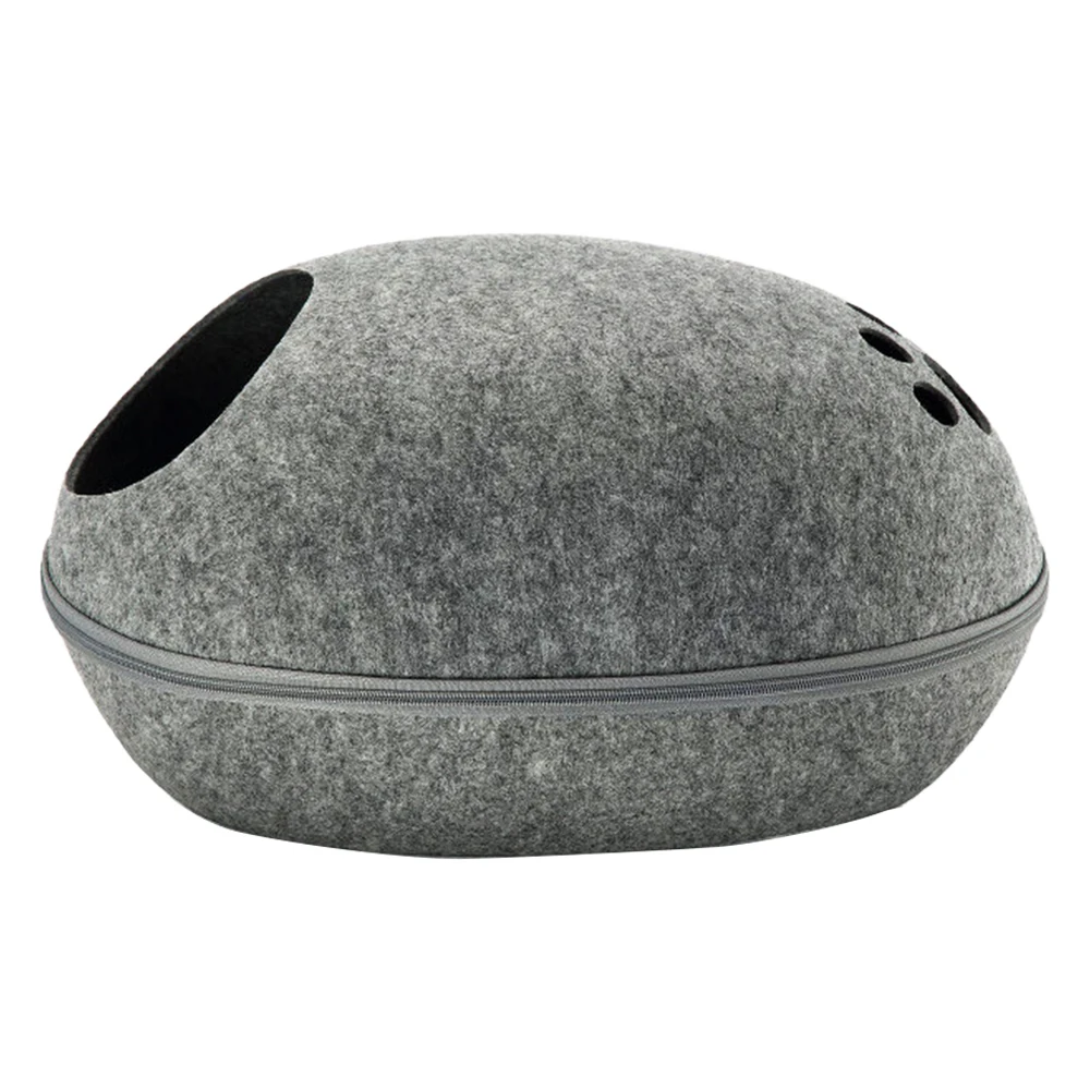 Яйцо форма собака кошка кровать зимний теплый домик для домашнего питомца кошка спальный мешок молния войлочная ткань все вокруг кошачье гнездо с Отделяемая подушка коврик - Цвет: gray