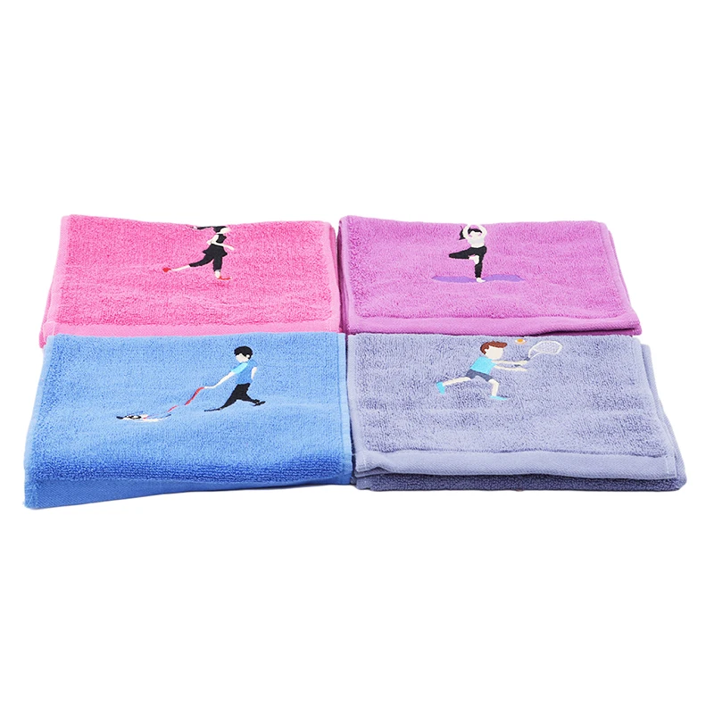 Модное милое хлопковое вышитое спортивное полотенце, мягкое Впитывающее быстросохнущее полотенце для занятий бегом, 5 цветов