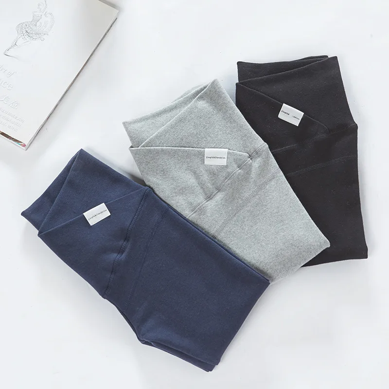 

Rhyme Eighteen 021 High Waist Cross Leggings for Pregnant Woman Autumn And Winter plus Velvet Capri Pure Cotton Elasticity Skinn