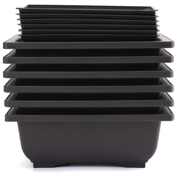 

6-Piece Bonsai Pots-Classic Deep Wet Tray with Built-in Mesh-for Plants, Flowers, Herbs, Plastic Square Pots