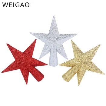 

WEIGAO 1Pc Glitter Mini Star Christmas Tree Toppers Red Gold Silver Mini Star Tree Topper for Xmas Party Christmas Tree Decor