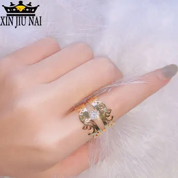 

Luxury carat simulation diamond female ring Micro inlaid zircon ring Princess model plated 14K gold color foreign trade jewelry