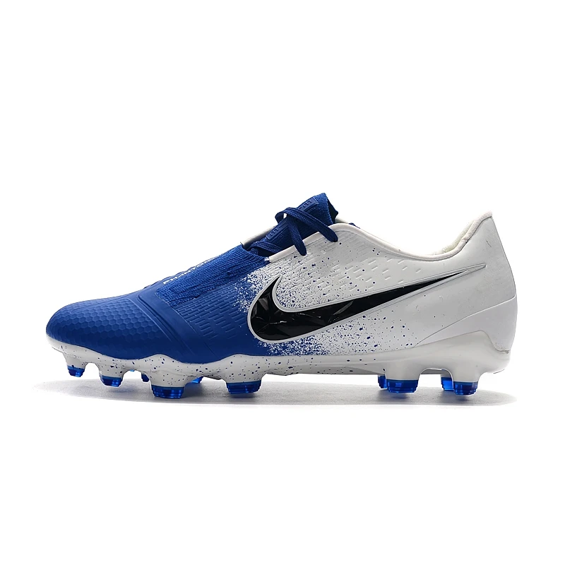 Nike Phantom VNM Elite FG трикотажные кроссовки Для мужчин Бутсы Эластичная лента Спорт на открытом воздухе Газон Venom Футбол бутсы носок; плоская подошва; - Цвет: Blue White