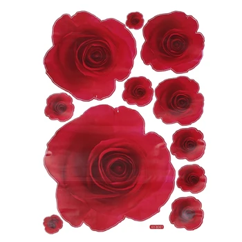 

50*70CM Pretty Wall Sticker 3D Rose red Rose Flower Removable Home Decor Decals