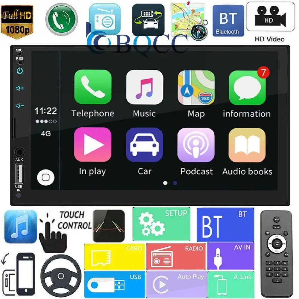 7 ''полный экран сенсорный автомобильный Радио MP5 плеер Поддержка Настоящее яблоко Carplay для Iphone Bluetooth HD видео воспроизведение обратная камера USB AUX