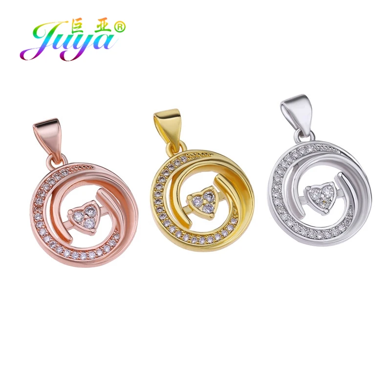 Кулоны Juya Micro Pave с цирконием золотое/Розовое Золотое любовное сердце
