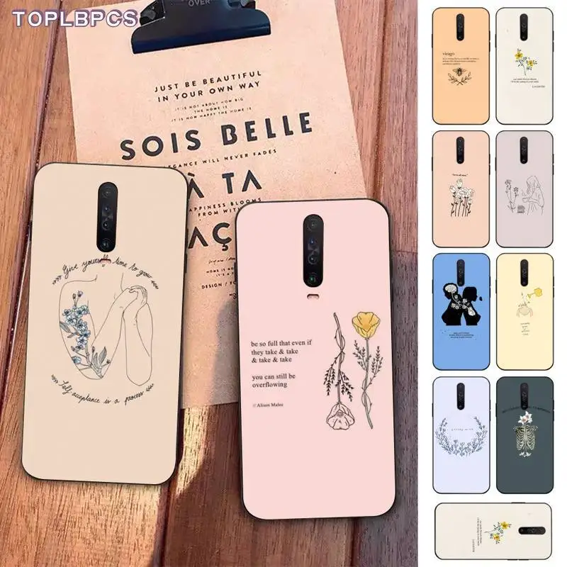 TOPLBPCS отличный эстетический цветочный Художественный Черный Мягкий чехол для