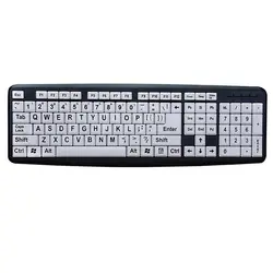 Черные буквы клавиатуры защита глаз немой Настольный ABS домашний USB интерфейс легко работать прочный компьютер белые клавиши для пожилых