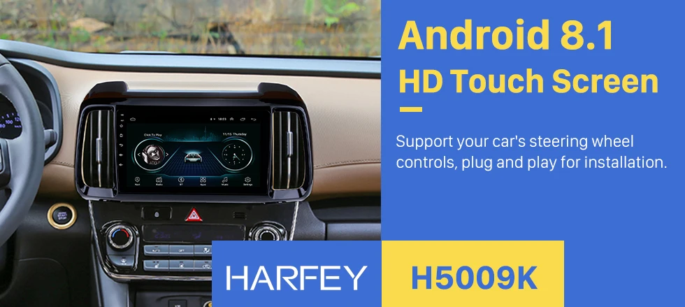 Top Harfey Android 8.1 car multimedia player for Hyundai IX35 2018 9" Car Stereo GPS Navi Digital TV Mirror Link Bluetooth 3G Rear 0