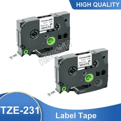 Ruban d'étiquettes laminé pour imprimante, 2 pièces, noir sur blanc, Compatible avec Brother p touch, Tze 231 Tze 231 tz231 tz 231 