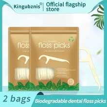 

Kingubznis 150pcs Floss Picks Dental Flosser Sticks Eco Friendly Toothbrush Toothpicks Biodegradable Degradable Teeth Cleaning