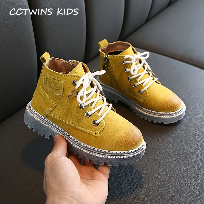 Цвет: желтый CCTWINS/детская обувь; коллекция года; Модные осенние ботинки martin для малышей; детская натуральная кожаная обувь для мальчиков; Брендовые ботильоны для девочек; MB071 - Цвет: Цвет: желтый