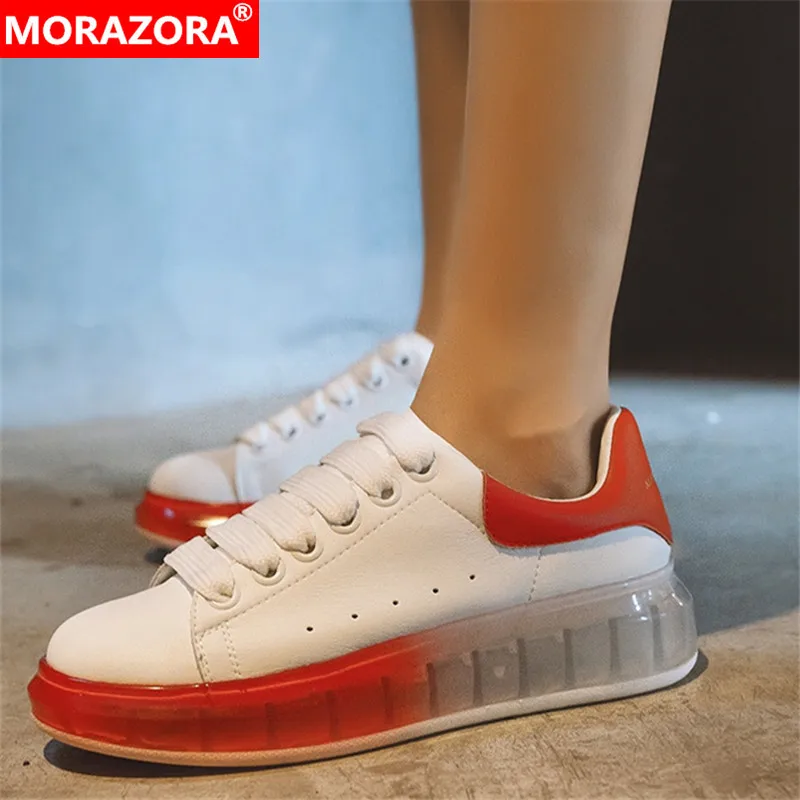 MORAZORA/2020 Новое поступление Обувь из натуральной кожи Женские кроссовки на плоской