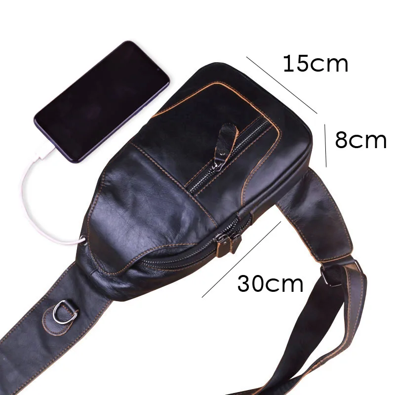 AETOO Male Bags Genuine Leather Shoulder Messenger Bag Men Sling Chest Pack Crossbody Bags for Men Belt Chest Bag Leather