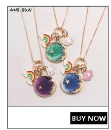 MHS.SUN Fashion Unicorn Kids Girls Long Chain Necklace Cute Rainbow Heart Conch Charming Pendants Necklace For Baby Children 1Pc