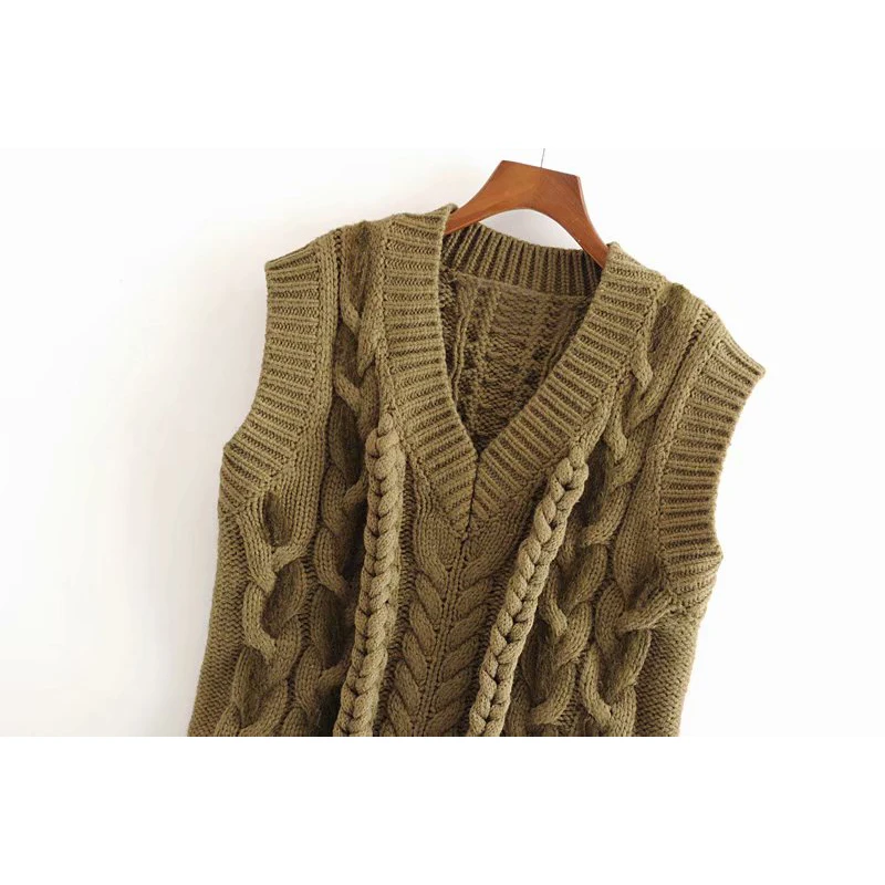 Женский зимний свитер из восьми нитей жилет 2019 Модный женский зеленый однотонный