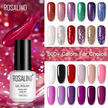

ROSALIND Gel Polish Nail Art 7ML Vernis Semi Permanent Top Coat Manicure Soak-Off UV White Bottle Hybrid Gel For Nail Polish