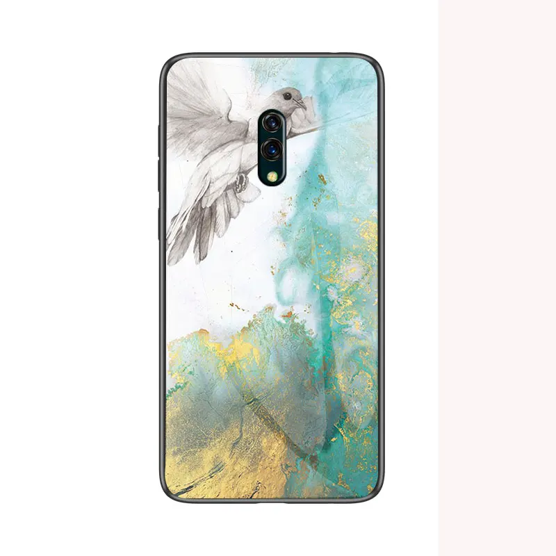 Flying Pigeon Для Oppo Realme X чехол для телефона 6,5 дюймов мраморный жесткий чехол из закаленного стекла для Oppo K3 чехол градиентная защитная задняя крышка для телефона - Цвет: Flying Pigeon