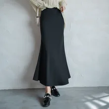 Корейский Для женщин элегантные средней длины юбки труба тонкий дизайнер оборками 50S юбка осень Офисные женские туфли для Высокая талия юбка