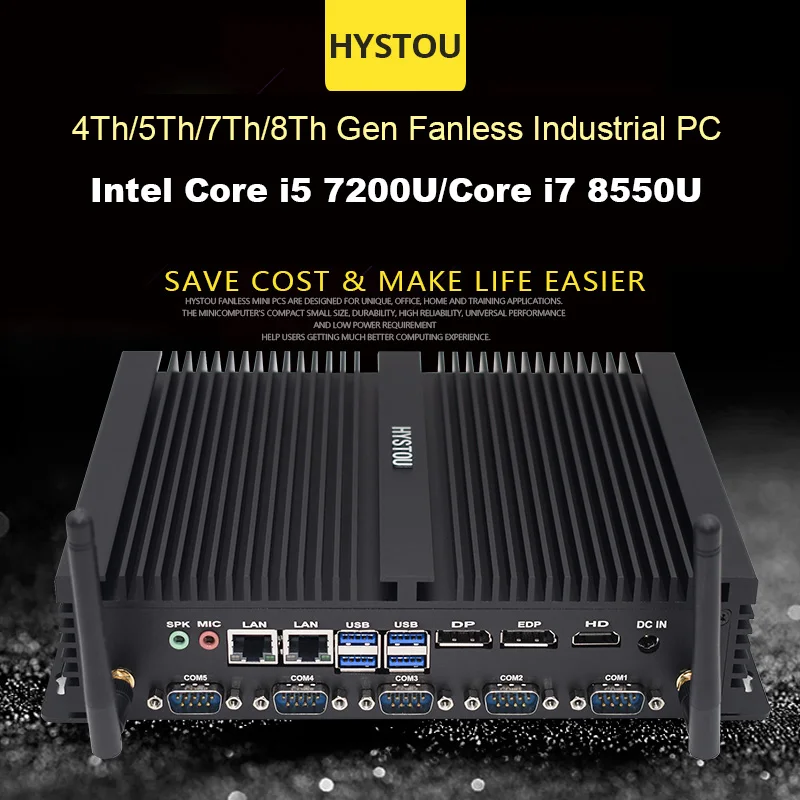 

Core i5 7200U i7 8550U RS232/485 COM Industrial Computer windows 7/10 linux HDMI VGA DP Intel Core i3 i5 Mini PC Wifi Bluetooth