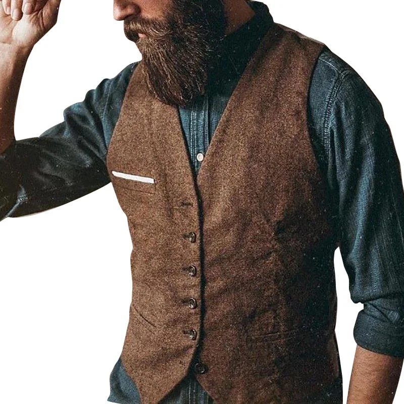 Suit Vest Waistcoat Business-Coats Victorian Vintage Gilet Slim-Dress Formal Male Casual