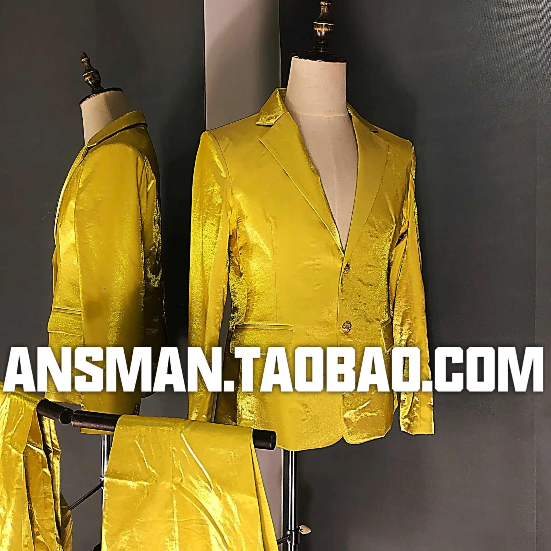 

New male singer DJ performance costume Symphony golden slim fit suit suit host nightclub bar