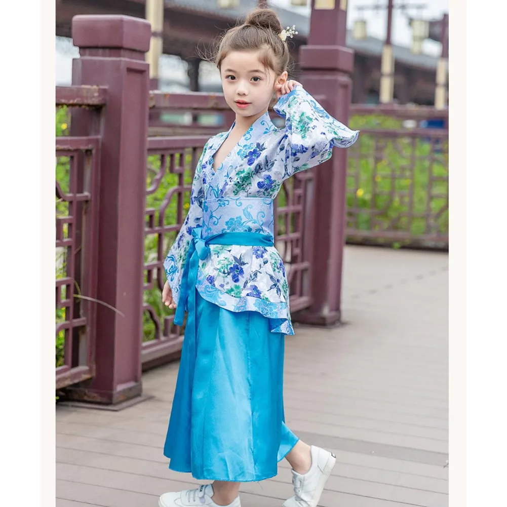 Китайский костюм Hanfu для девочек Детское платье Mulan Одежда традиционного