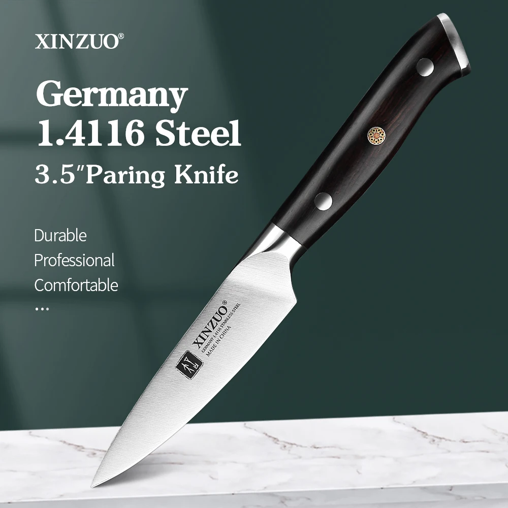 

XINZUO 3.5'' Inches Paring Knife Germany 1.4116 Stainless Steel Cutting Fruit Peeling Knives Kitchen Tools Ebony Handle