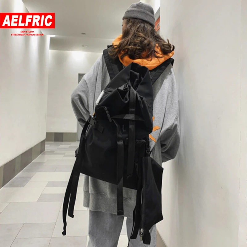 AELFRIC, мужской и женский рюкзак в стиле хип-хоп,, Ретро стиль, корейский стиль, уличная одежда, Harajuku, мужские рюкзаки, вместительные функциональные сумки