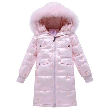 

OLEKID 2020 Shiny Down Jacket For Girls Hooded Embroidery Thick Warm Girls Winter Coat 5-14 Years Kids Teenage Outerwear Parkas