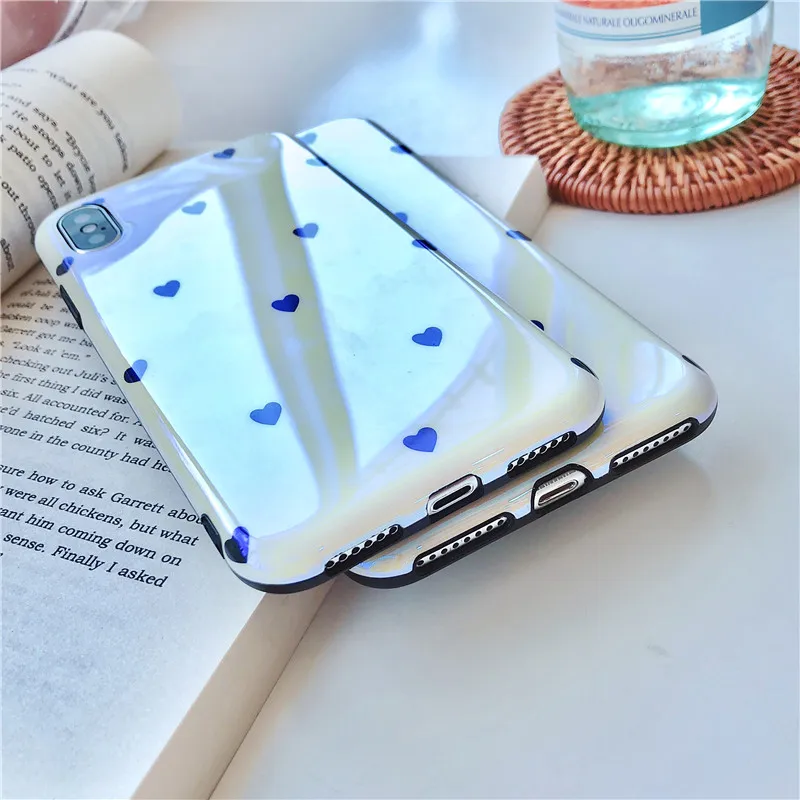 Корпус iphoneX 6 6s 7 8 Plus XR XS Max мягкий чехол Blu-Ray mini heart Love Shell