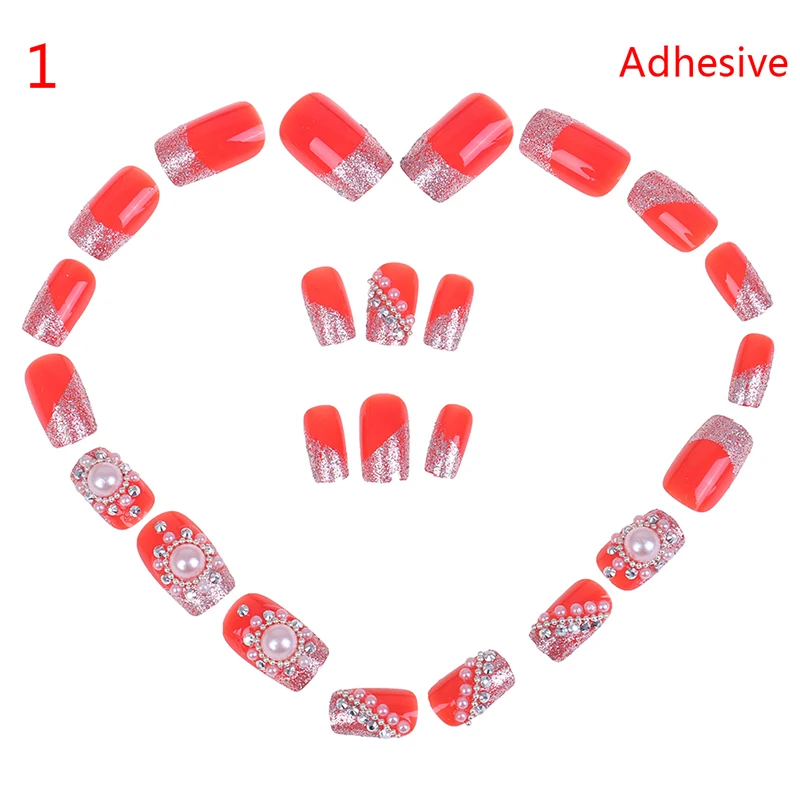 24 шт очаровательные обнаженные фиолетовые градиентные/красные 3D накладные ногти