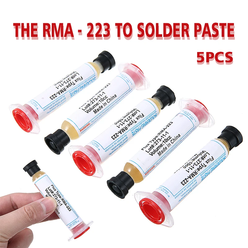 5 шт. Mayitr 10cc RMA-223 BGA SMD шприц флюс паяльной пасты Смазка паяльная паста для ремонта