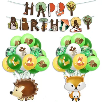 

1set Forest Animal Foil Balloon 12inch Latex Balloon Fox Hedgehog Animal Theme Party Kid Birthday AirBall Baby Shower Decoration