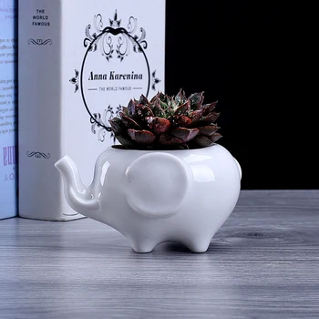 

Elephant Ceramic Container Decoration Flower Pot Succulent Plant for Home Office Garden DC120