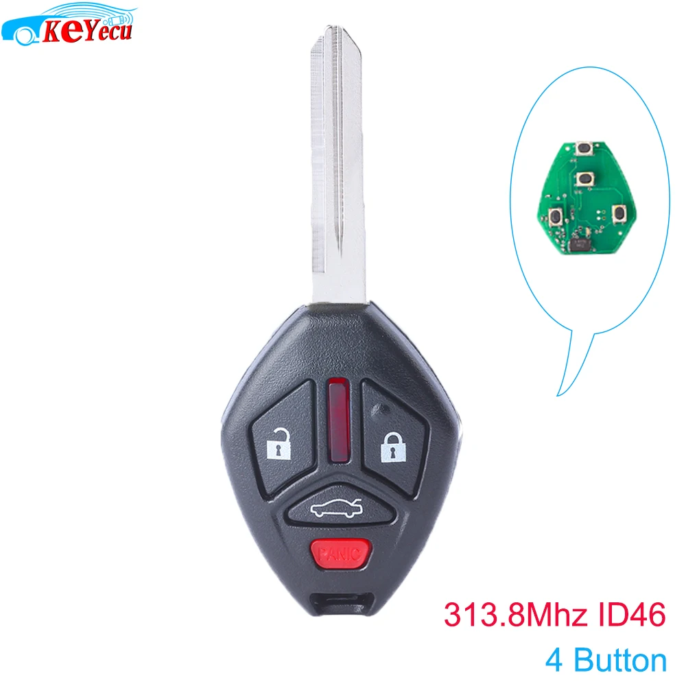 KEYECU дистанционный ключ 3+ 1 кнопка 313,8 МГц ID46 для Mitsubishi Eclipse Galant 2006-2007 FCC: OUCG8D-620M-A