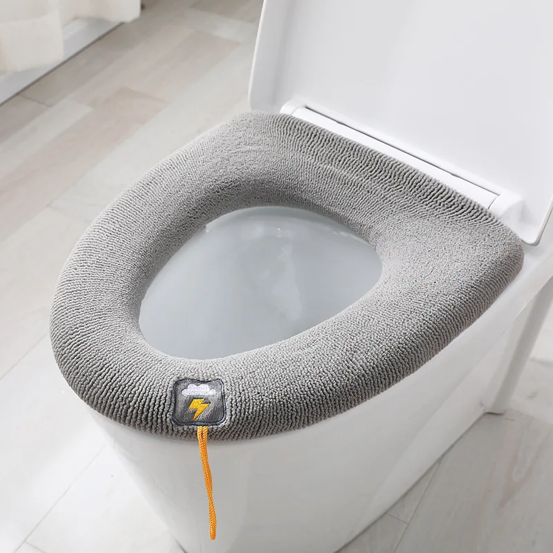 Self Adhesive Winter WC Bathroom Warming Toilet Seat Lid Cover Mat Pad Washable