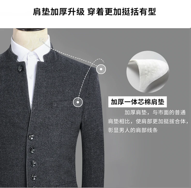 jacket+ trousers) men's fashion slim wool thick two-piece suit men's suit Chinese style MAO suit/ men wedding suits