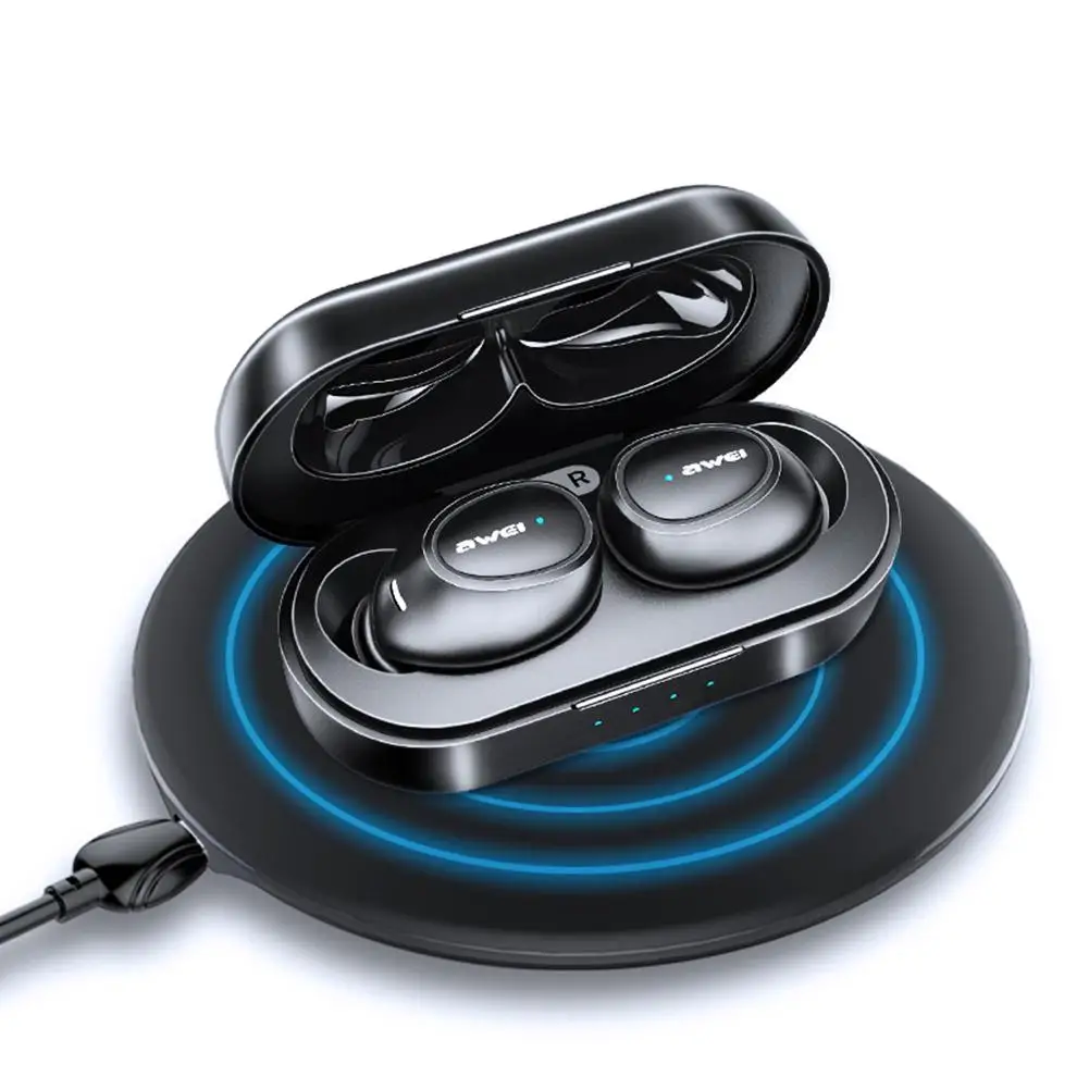 AWEI TWS T6C Мини bluetooth наушники V5.0 Беспроводная зарядка наушники с микрофоном HiFi стерео наушники Спортивная гарнитура сенсорное управление