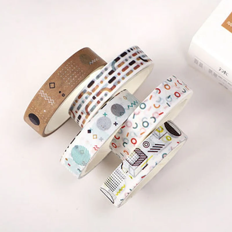 5Pcs/Set Grid Washi Tape Cute Decorative Adhesive Tape Print Masking Tape For Stickers Scrapbooking DIY Stationery Tape
