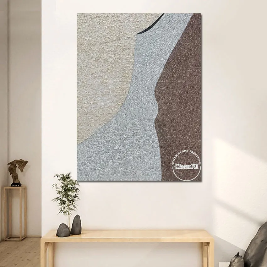 

High Quality Hot Sale Brown White Blue Wall Art Paintings Handpainted Oil Painting On Canvas Large Bedroom Decoration Unframed