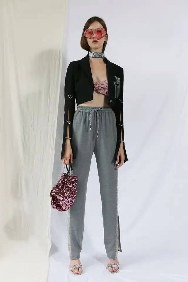 High Street Boutique женские короткие блейзеры роскошные бриллианты куртки с кисточками дизайнерские открытые рукава индивидуальные женские костюмы для вечеринки